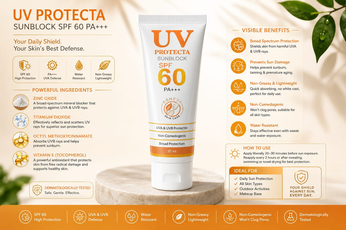 UV Protecta Sunblock SPF 60 PA+++ (30ml)
