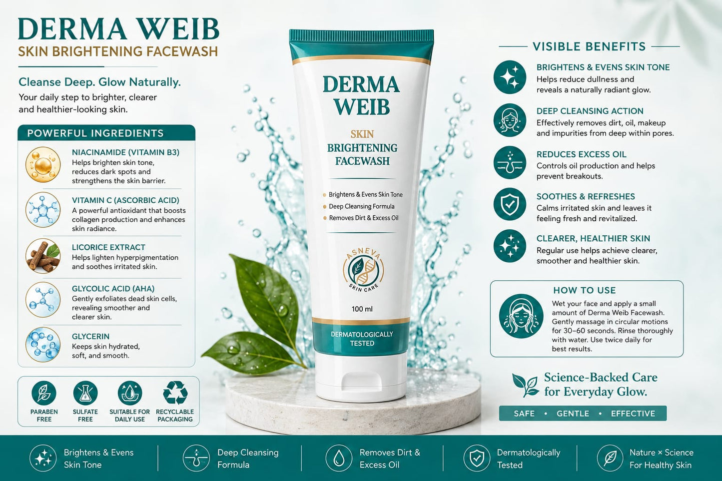 Derma Weib – Skin Brightening Facewash (100ml)